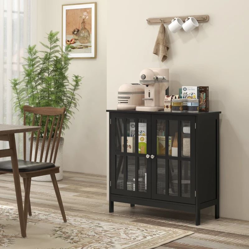 kleankin Kitchen Buffet Cabinet with 2 Doors, Modern Sideboard for Dining Room, Hallway, Living Room, Black