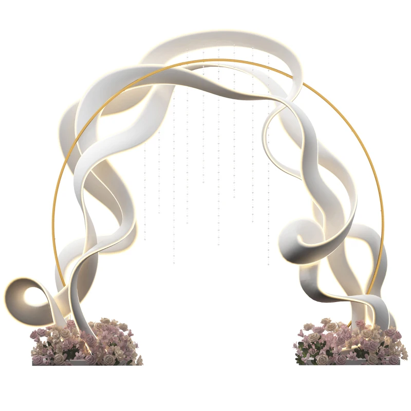 Outsunny 9.1FT Gold Backdrop Stand, Round Metal Wedding Arch for Birthday Party, Bridal Shower, Graduation, Ceremony