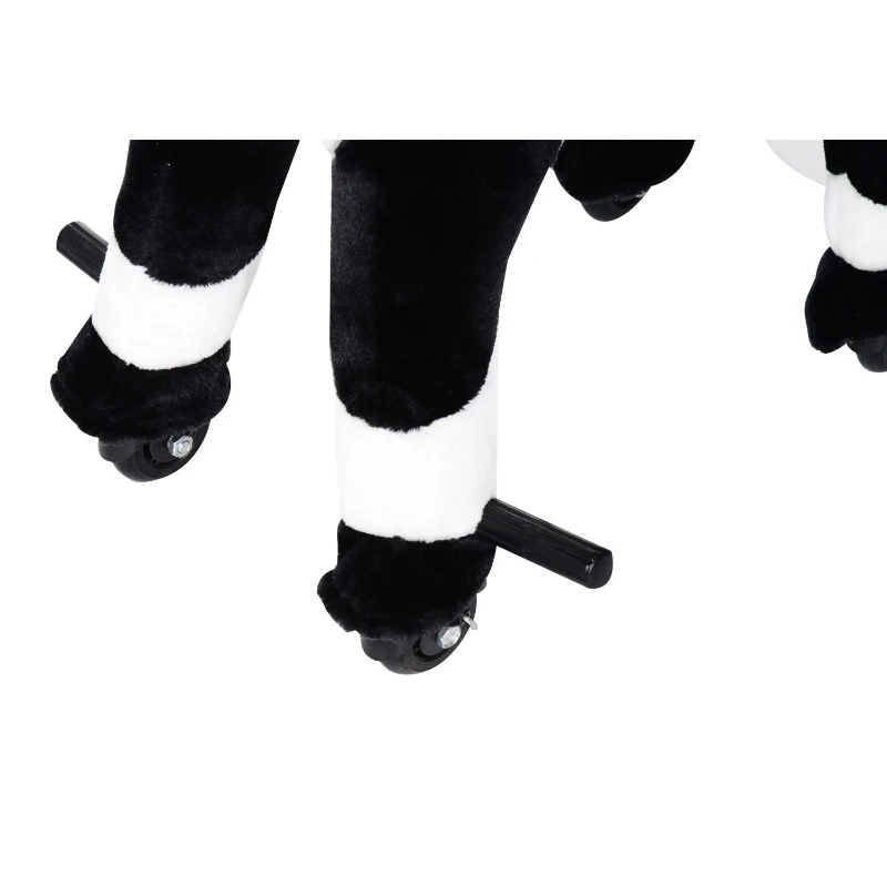 Qaba Kids Plush Ride On Toy Walking Horse with Wheels and Realistic Sounds, 30"H, Black