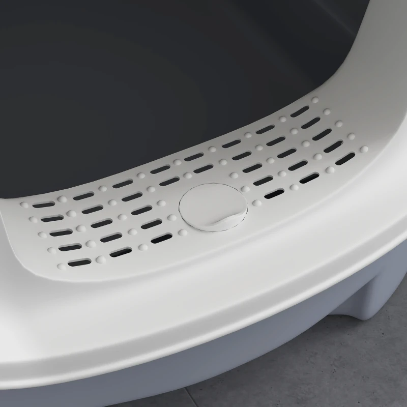 PawHut Covered Cat Litter Box with Lid, Drawer, Scoop, Top Entry, Deodorizing Bags, Odor Control, Easy to Clean, Gray