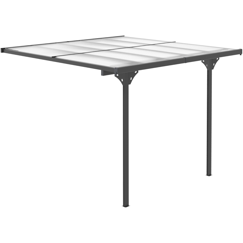Outsunny 10' x 10' Outdoor Hardtop Pergola Gazebo with Adjustable Height, Aluminum Pergola with Polycarbonate Roof, UV Protection, Grey