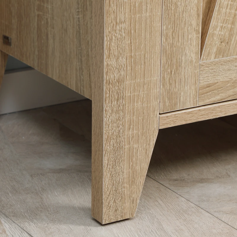 HOMCOM Farmhouse Storage Cabinet, Kitchen Cupboard Buffet Cabinet with Drawers, Door and Adjustable Shelf, Natural