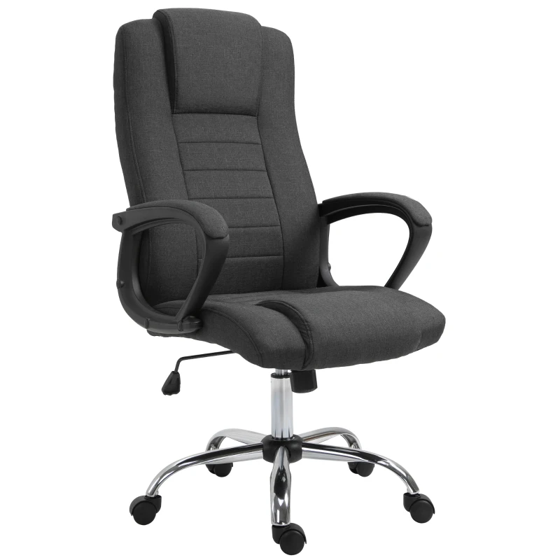Vinsetto High Back Office Chair, Height Adjustable Computer Desk Chair with Swivel Wheels and Tilt Function, Charcoal Grey