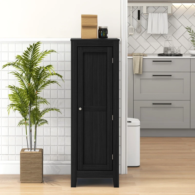 HOMCOM Kitchen Pantry Storage Cabinet with Adjustable Shelves, Small Storage Cabinet with Door and Shelves, Black