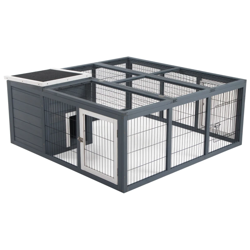 PawHut Rabbit Hutch, Waterproof Rabbit House for Small Animals, Gray