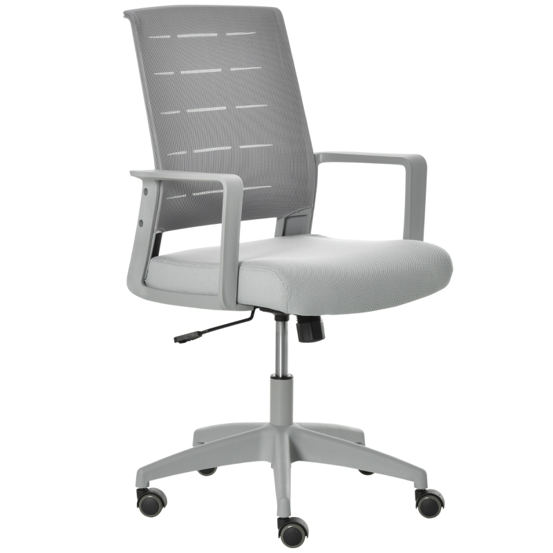 Vinsetto Mid-Back Home Office Chair, Task Computer Desk Chair with Lumbar Support and Adjustable Height, Grey