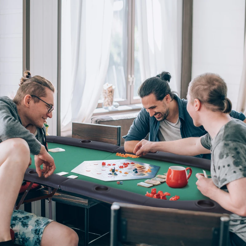 Soozier Deluxe Foldable 72" x 33" Oval Poker / Blackjack Card Game Table w/ 8 Cup Holders - Green Felt