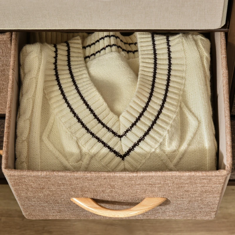 HOMCOM 7-Bin Dresser Storage Tower Cabinet Organizer Unit, Easy Pull Fabric Bins with Metal Frame for Bedroom