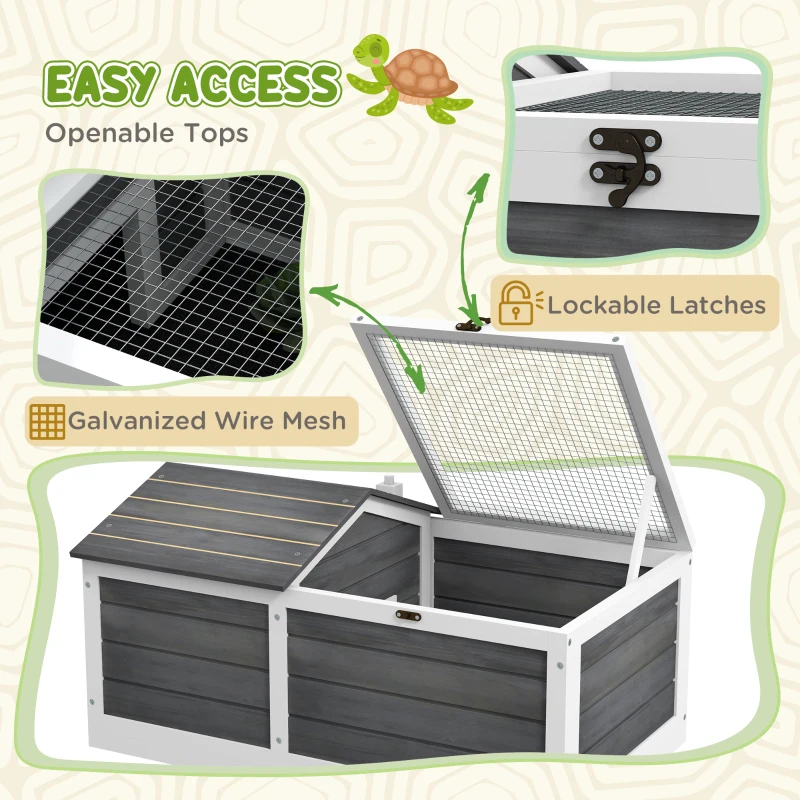 PawHut 34" Wooden Tortoise Habitat Tortoise Enclosure Indoor/Outdoor Use
