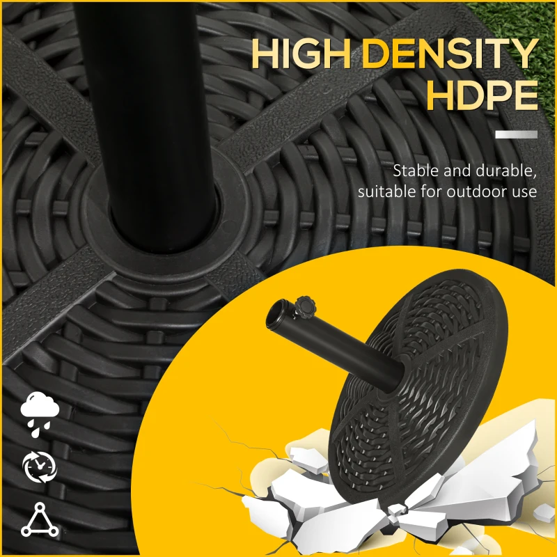 Outsunny 21 lbs. Market Umbrella Base Holder 18" Heavy Duty Round Parasol Stand with Rattan Design for Patio, Black