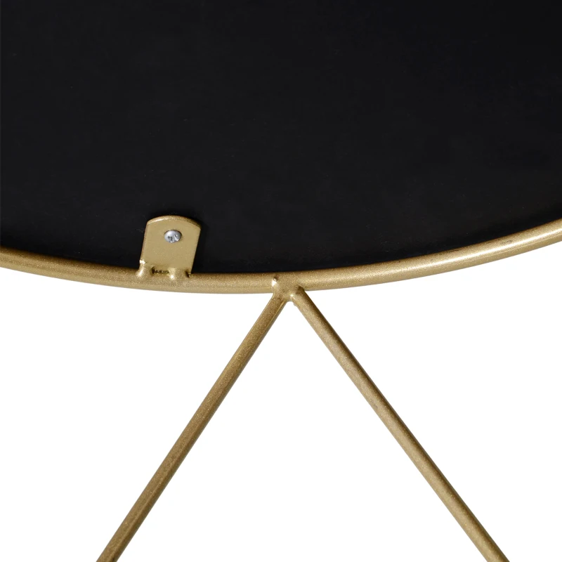 HOMCOM 18" Modern Round Coffee Table with Storage, Metal Zig Zag Frame, Accent Cocktail Table for Living Room, Bedroom, Black and Gold
