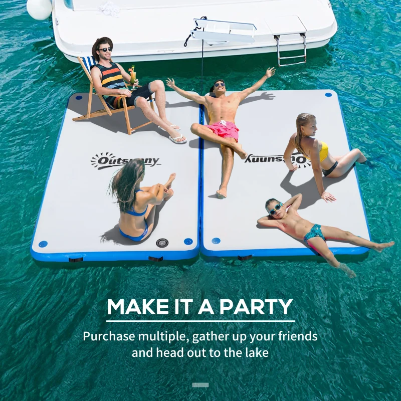 Outsunny 8' x 5' Inflatable Floating Dock, Up to 5 People, Blue