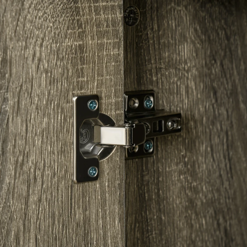 HOMCOM 47" Computer Desk with Keyboard Tray and Storage Drawers, Home Office Workstation Table with Storage Shelves, Grey Wood Grain