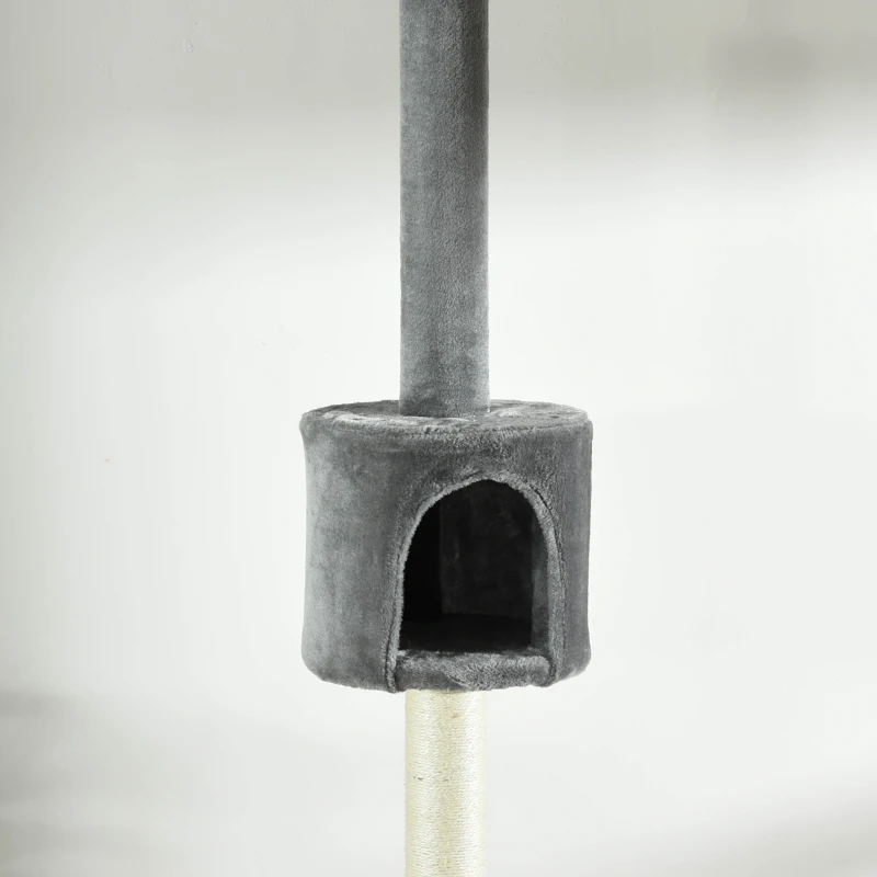 PawHut 4-Tier Floor to Ceiling Cat Tree, Tall Cat Tower with Scratching Post, Plush Padding, Toy Ball, Cat Condo for Indoor Cats, Light Grey