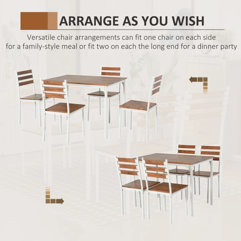 HOMCOM 5 Piece Dining Table Set for 4, Space Saving Kitchen Table and 4 Chairs, Rectangle, Steel Frame for Dining Room