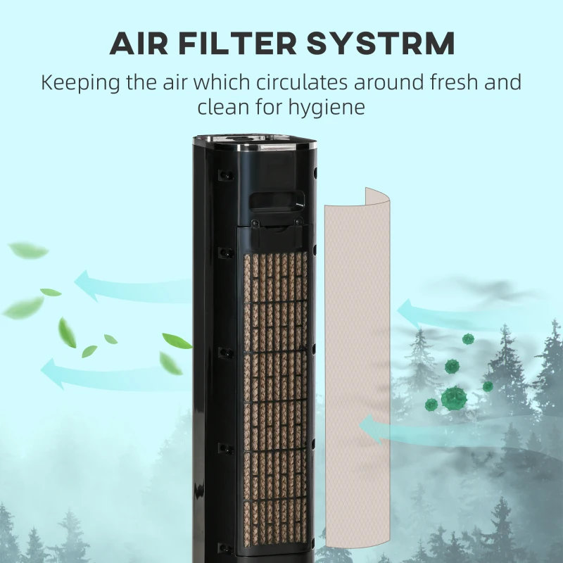 HOMCOM 42" Portable Evaporative Air Cooler, 3-In-1 Ice Cooling Fan Humidifier with Remote, Timer, Oscillating, LED Display, and 1.6 Gal Water Tank, Black