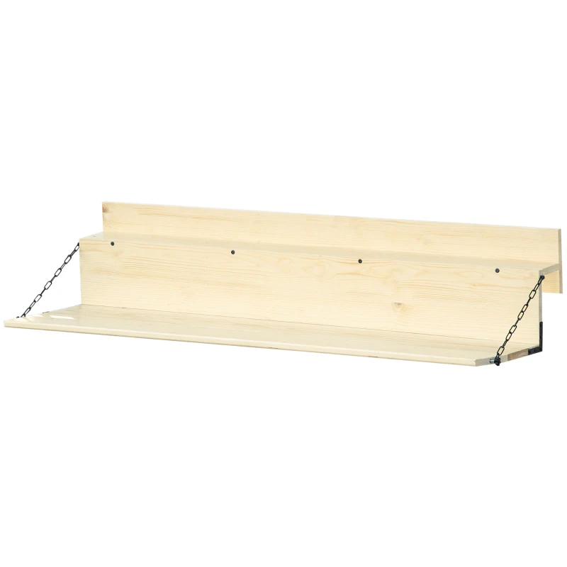 Outsunny Hanging Balcony Table, Spruce Wood Foldable Railing Bar, Serving Table & Desk, Fits up to 3.9 Inches, Natural