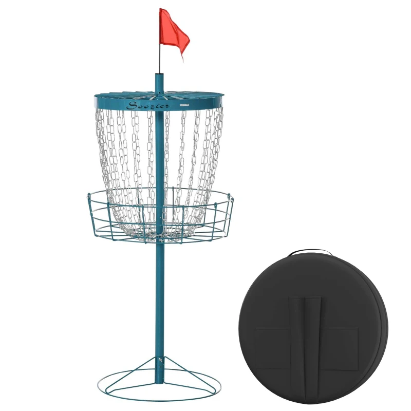 Soozier 24-Chain Portable Practice Basket for Disc Golf Target Stand Easy Assembly & Lightweight Basket w/ Carry Bag Navy Blue