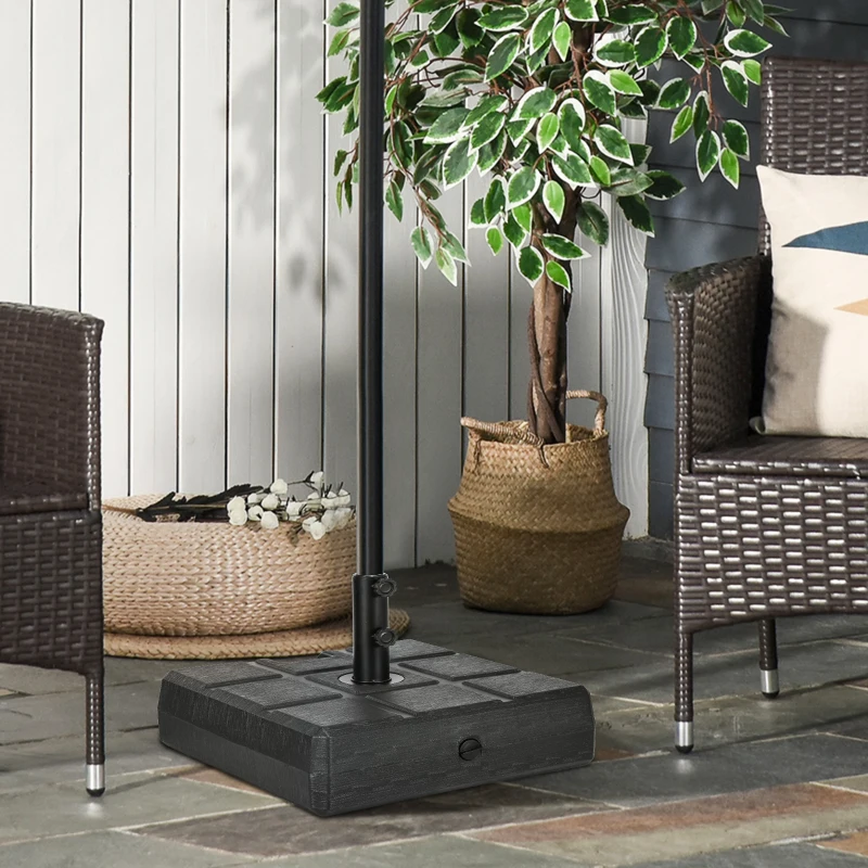 Outsunny Umbrella Stand for 1.3", 1.5" or 1.9" Umbrella Poles, Fillable Umbrella Base, Black