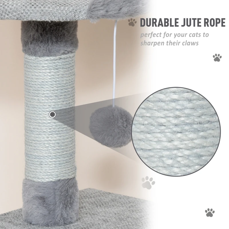 PawHut Cat Tree Activity Center w/ Jute Scratching Posts Ladder Dangling Ball Condo