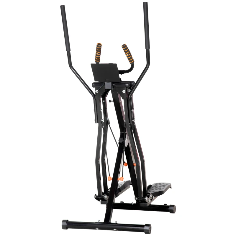Soozier Gazelle Glider Air Walker Exercise Machine Elliptical Trainer with Four Resistance Levels, LCD Monitor, Heart Rate Sensor, Two Wheels