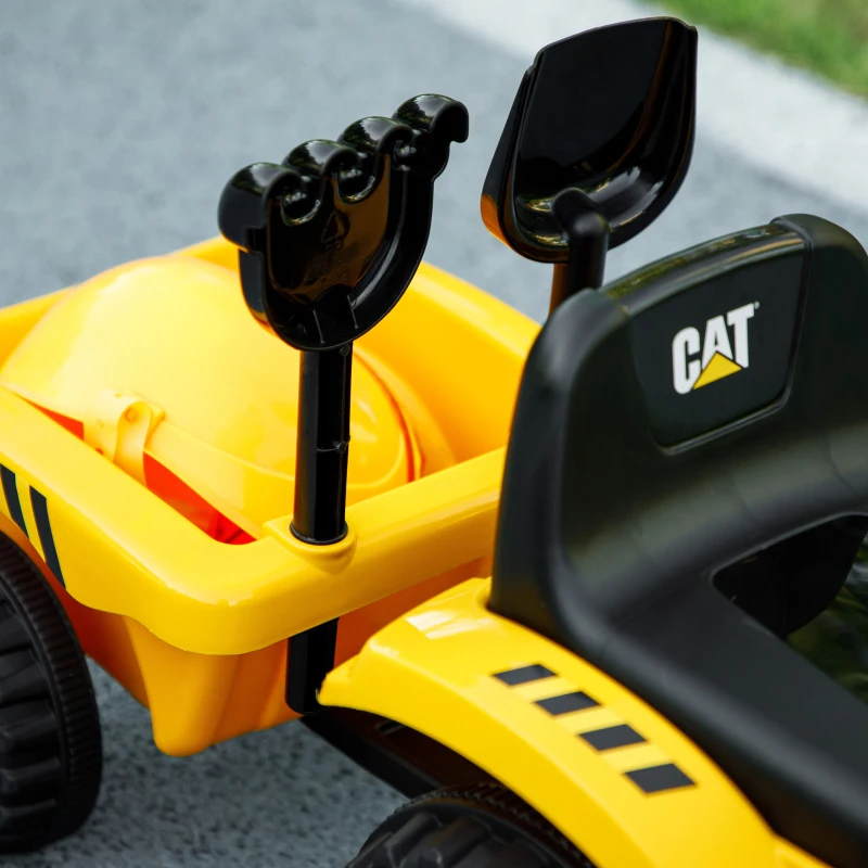 Qaba Caterpillar Licensed Ride-On Construction Toy with Shovel & Trailer, No Power Ride-on Tractor for 18-36 Months