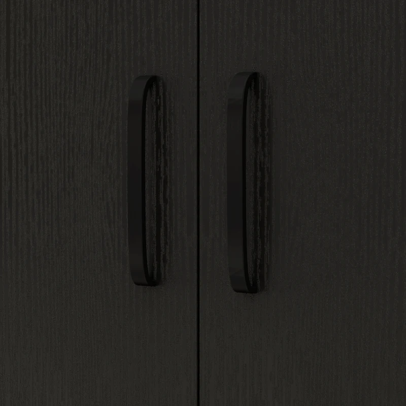 HOMCOM Microwave Cart on Wheels Utility Trolley Storage Sideboard Bookcase with 2-door Cabinet, Black Wood Grain