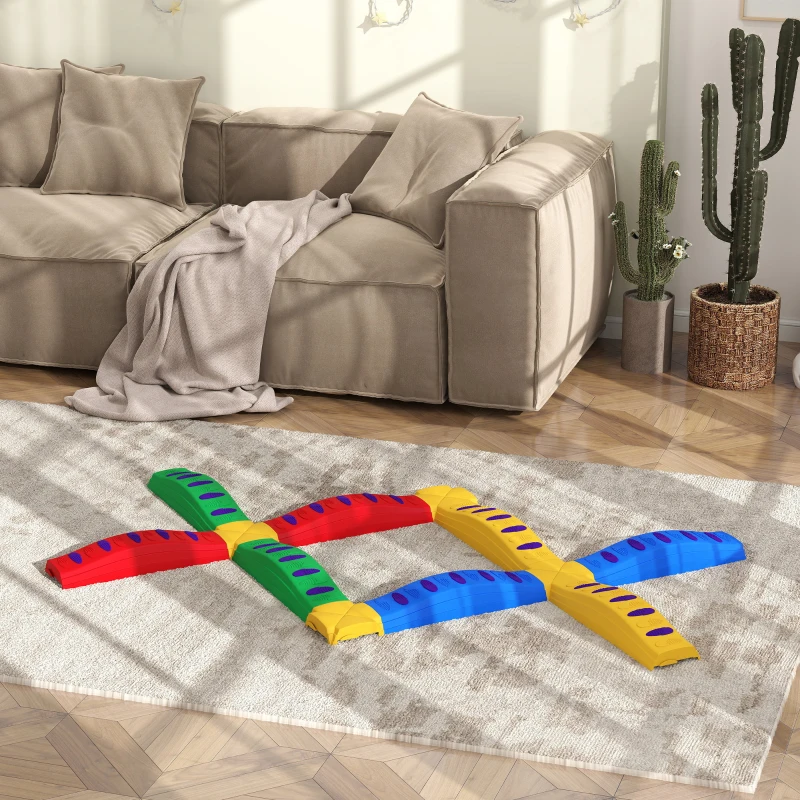 Qaba 12PCs Balance Beam with Non-Slip Foot Pads for 3-8 Years