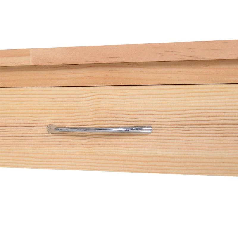 HOMCOM 42" Kitchen Trolley Cart Rolling Island Utility Serving Cart with 2 Drawers and 3-Tier Shelf Pine Wood