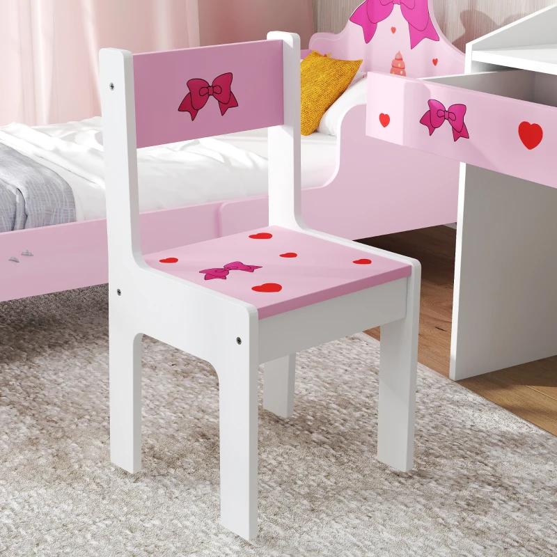 Qaba Kids Study Desk with Storage, Kids Desk and Chair Set for Bedroom & Study Room, Aged 3-6 Years, Pink