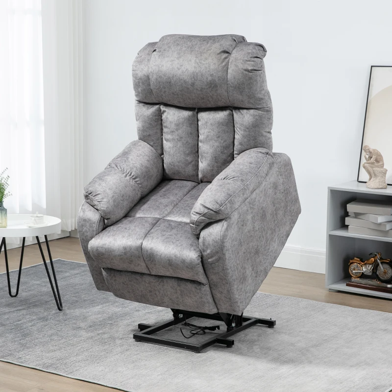 HOMCOM Lift Chair for Elderly Power Lift Recliner Chair with Side Pocket and Remote Control for Living Room Gray