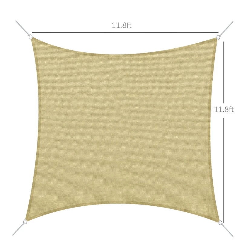 Outsunny Square 12’ Canopy Sun Sail Shade Garden Cover UV Protector Outdoor Patio Lawn Shelter with Carrying Bag Sand