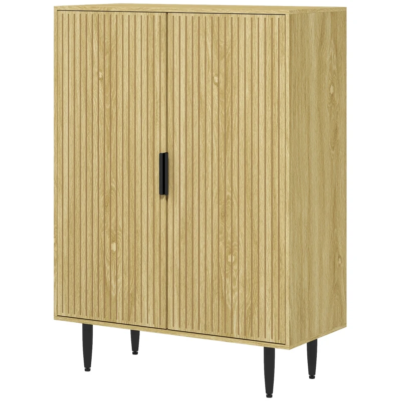 HOMCOM Entryway Shoe Cabinet with 5-Tier Shelving and Adjustable Shelves, 15 Pair Shoe Storage Organizer for Hallway, Oak