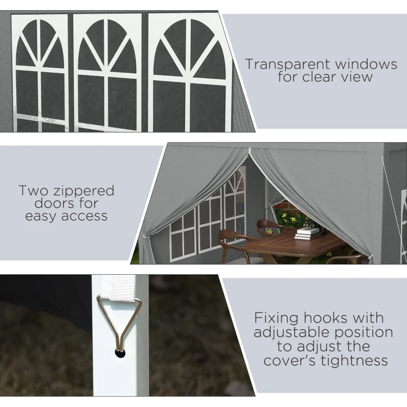 Outsunny 10'x10' Outdoor Pop Up Party Tent Wedding Gazebo Canopy with Carrying Bag (Light Grey)