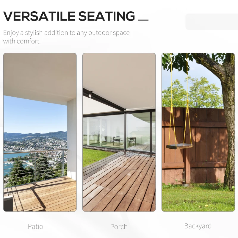 Outsunny 2-People Porch Swing Bench, Patio Swing Chair with 2 Adjustable Hanging Chains for Deck, Garden, Backyard, White