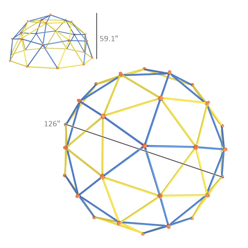 Outsunny Climbing Dome, 10' Jungle Gym Supports 594 lbs. for 1-6 Kids, Play Equipment for 3-8 Years Olds, Multi-Color
