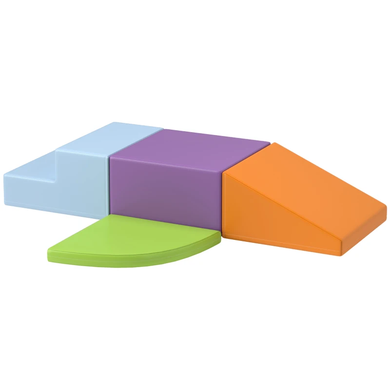 Qaba 4 Pieces Soft Play Foam Play Set for Climbing, Crawling, Multicolour