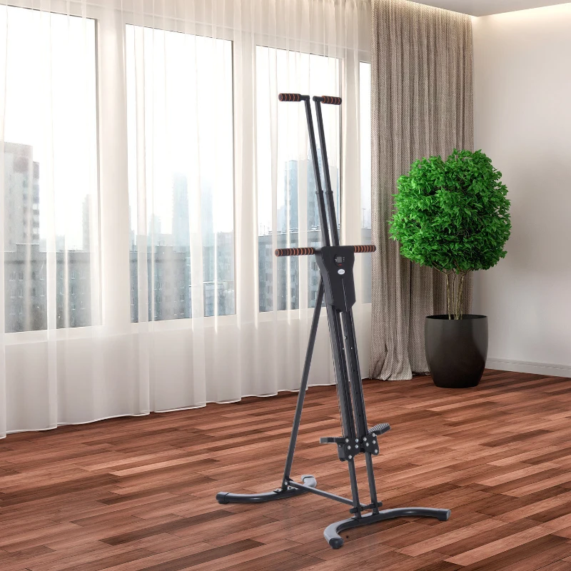 Soozier Vertical Climber, High-Intensity Cardio & Muscle Toning Exercise for Home Gym, Folding Steel, Adjustable Height, Display Monitor, 220 lbs. Weight Capacity, Black