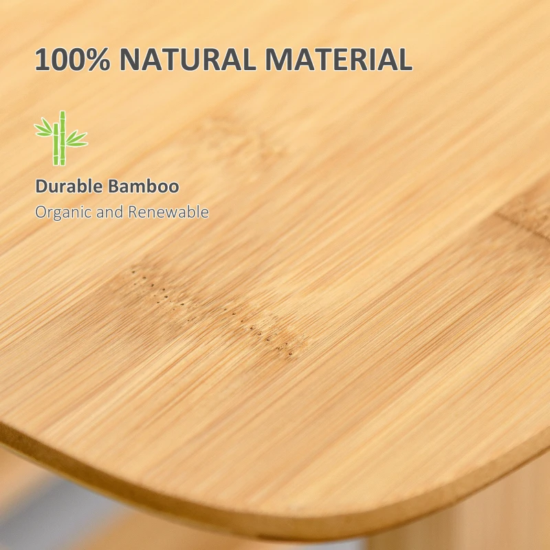 HOMCOM 2 Tier Coffee Table Bamboo Tea Table with Storage Shelf Sleek Rectangle Desk Wood Grain Living Room Home Furniture 39.25" x 19.75" x 19.75"