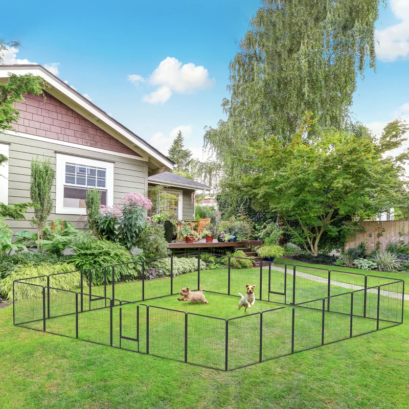 PawHut 24 Panel Dog Playpen for Small and Medium Dogs with Lockable Door, 15.7' x 15.7' x 2.6'