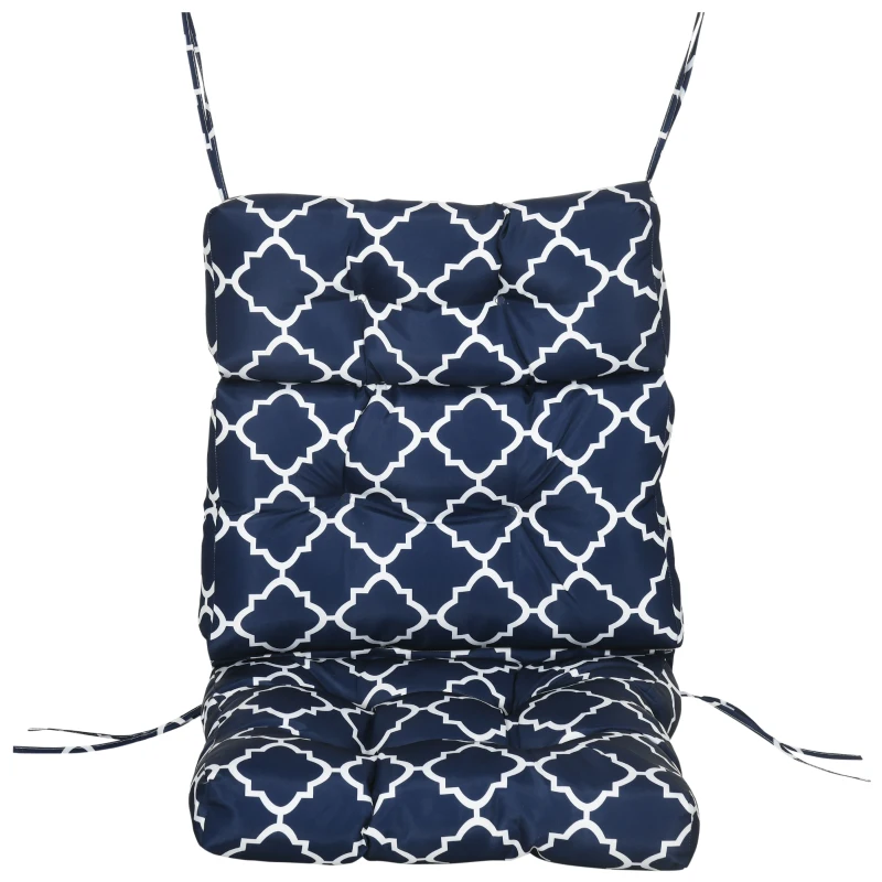 Outsunny Outdoor Seat/Back Chair Cushion, One-Piece Patio Chair Cushion Replacement, Tufted Pillow with Thick Filling and String Ties, 44" x 42" x 4", Blue