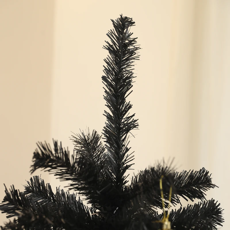 HOMCOM 6ft Unlit Artificial Black Christmas Tree, Holiday Décor with 1000 Branch Tips, Auto Open and Steel Base
