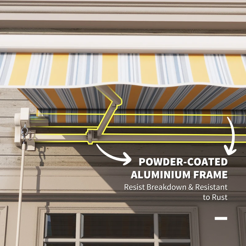Outsunny 10' x 8' Manual Retractable Awning, Sun Shade Shelter Canopy, with Aluminum Frame and UV Protection for Patio Deck Yard Window Door, Mix Colour