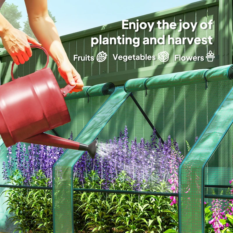 Outsunny Portable Mini Greenhouse Tunnel Growing Tent Plants Flower Warm House w/ Zippered Roll-up Doors, Green