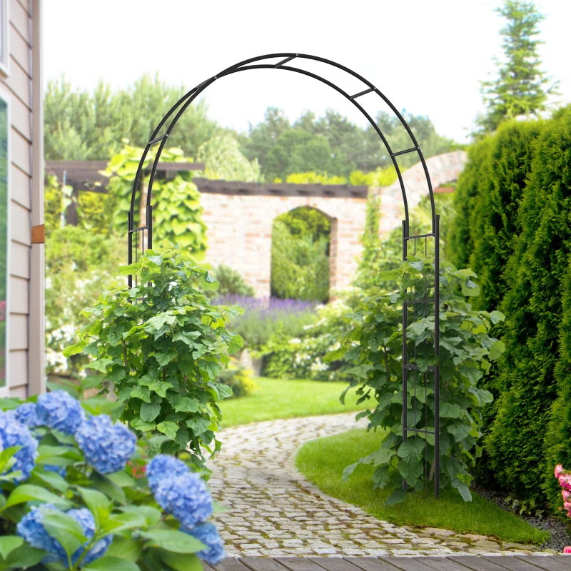 Outsunny 7FT Garden Arch Trellis, Outdoor Wedding Arbor for Ceremony for Climbing Roses, Vines and Plants