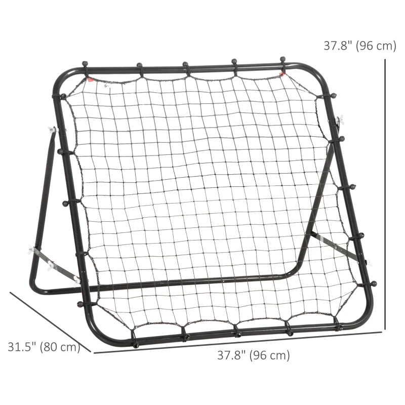HOMCOM Volleyball Rebounder Net Football Training Aid Kickback Target Play Black
