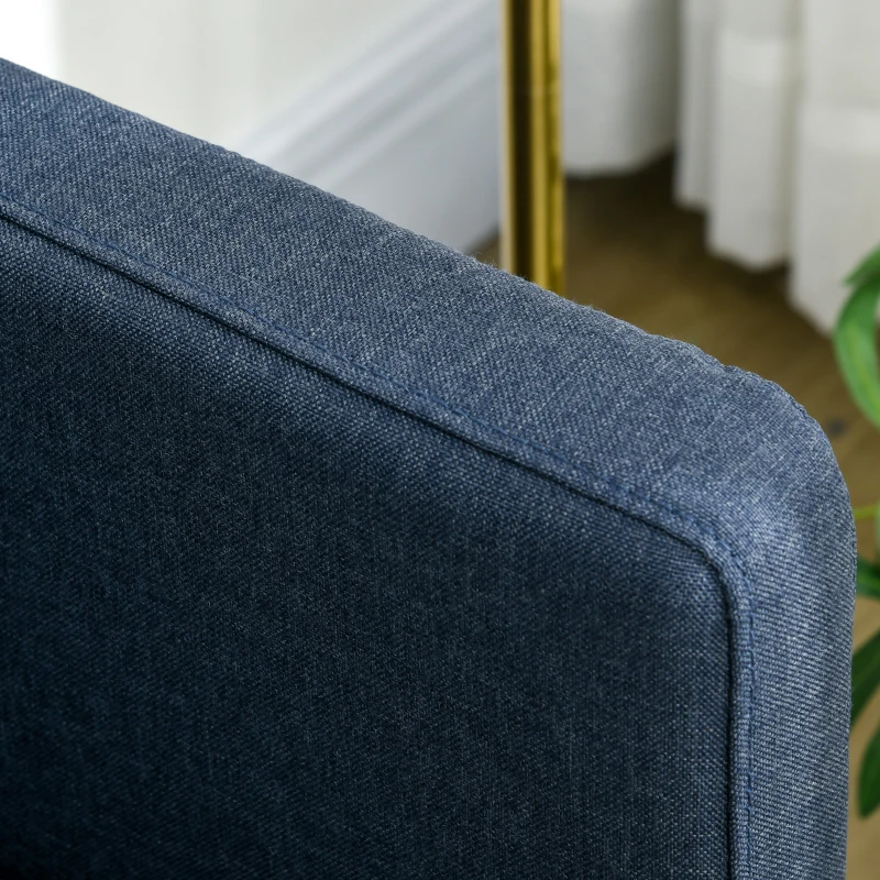 HOMCOM 53" 2 Seat Sofa, Upholstered Two Seater Couch with Sturdy Steel Legs for Bedroom, Living Room, Dark Blue