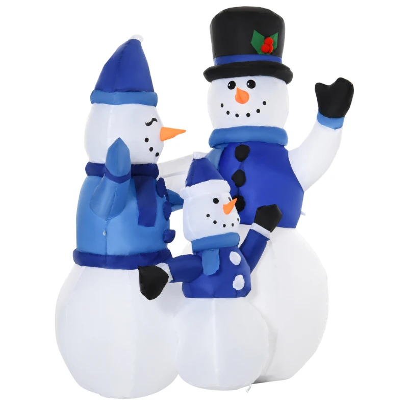 HOMCOM 1.2M Tall Large LED Lighted Christmas Inflatable Snowmen Family Outdoor Indoor Holiday Decorations