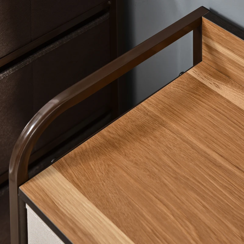 HOMCOM 5-Bin Dresser Storage Tower Cabinet Organizer Unit, Easy Pull Fabric Bins with Metal Frame for Bedroom