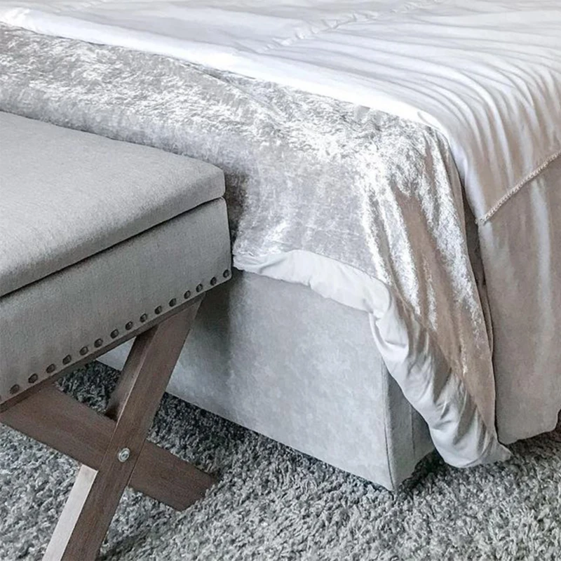 HOMCOM 35.75" Storage Ottoman, Upholstered Storage Bench with Hidden Space, Nailhead Trim and X-Shaped Wood Legs, for Living Room, Entryway, Bedroom, Grey